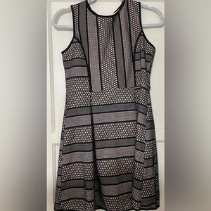 NWOT Monteau Black Mesh Sleeveless A-Line Striped Mini Dress size 16